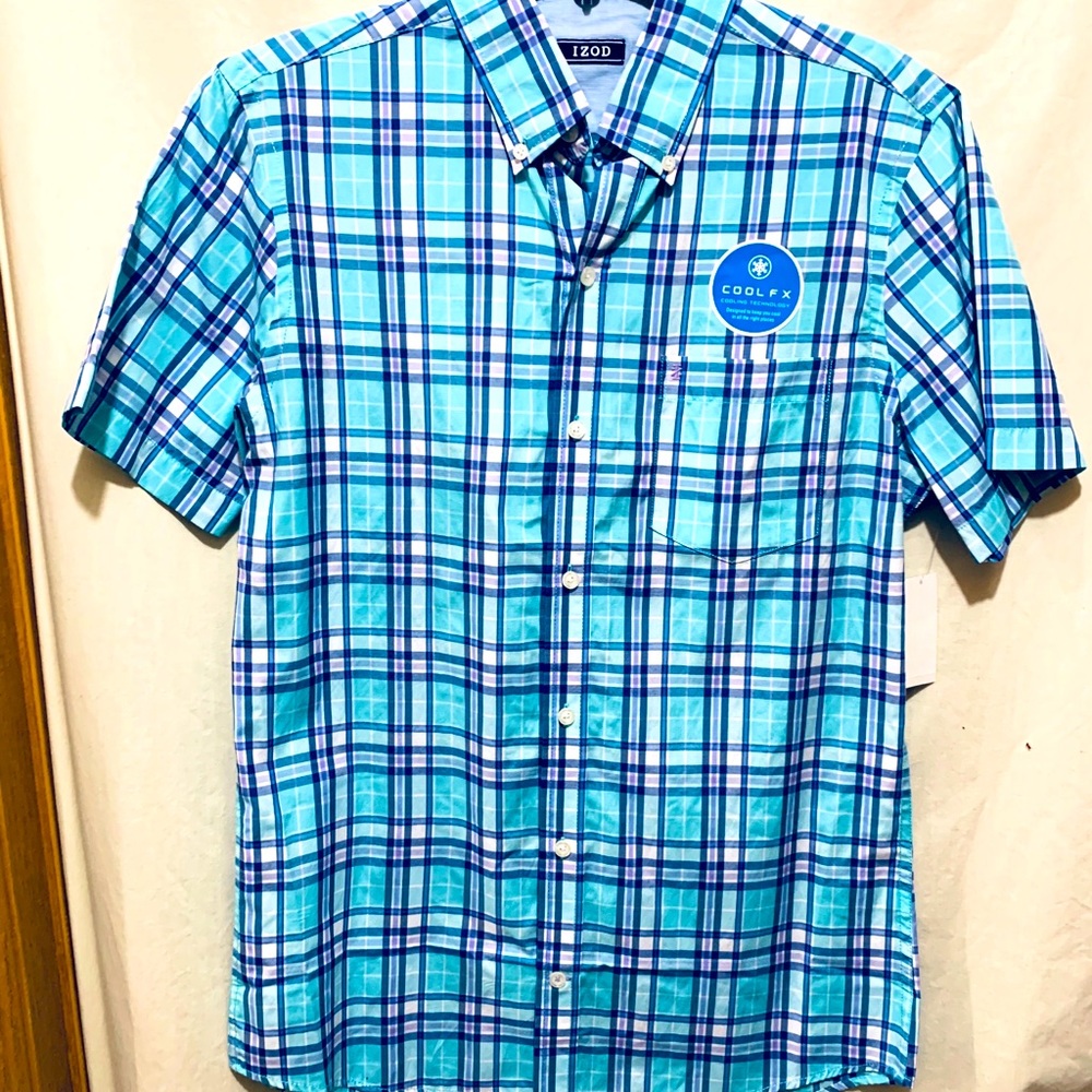 IZOD Men’s Small; Button Down; Cool Fx; Blue; NWT